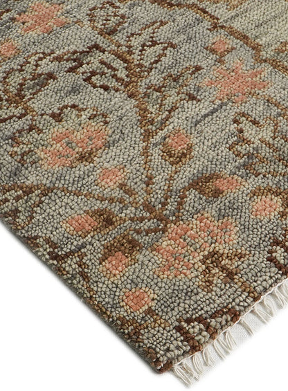 Floracomb Gray Fall Hand-Knotted Wool Rug