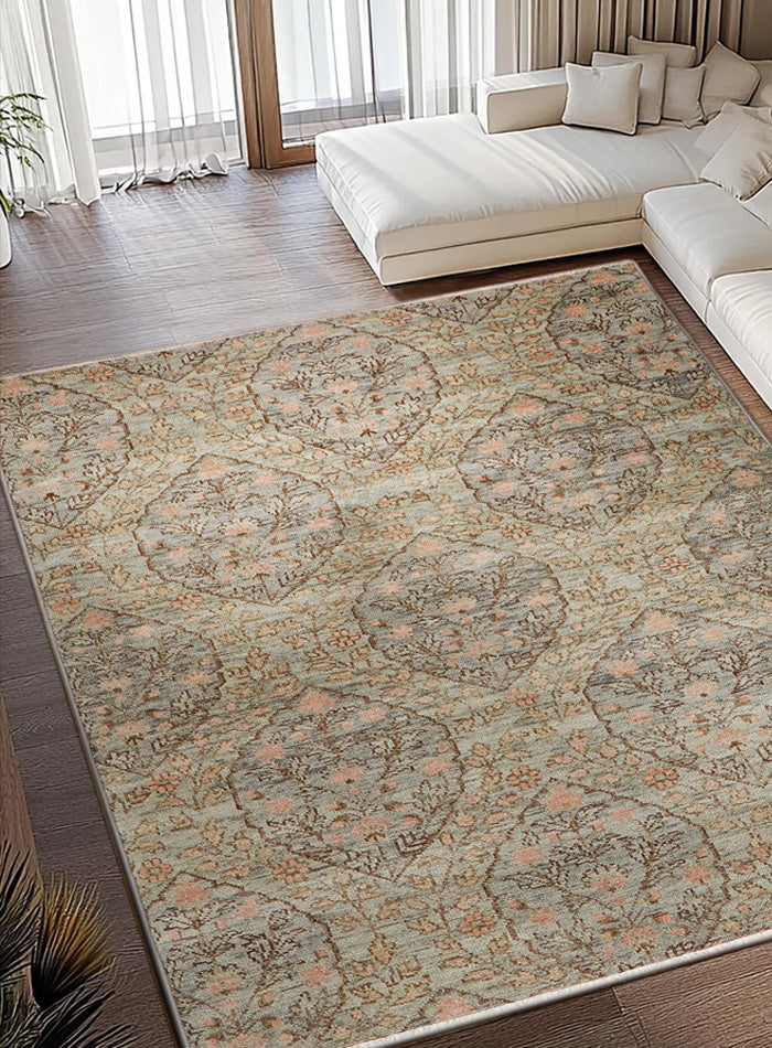 Floracomb Gray Fall Hand-Knotted Wool Rug
