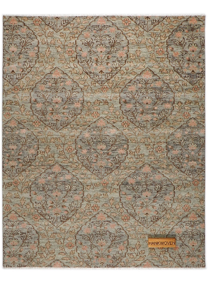 Floracomb Gray Fall Hand-Knotted Wool Rug
