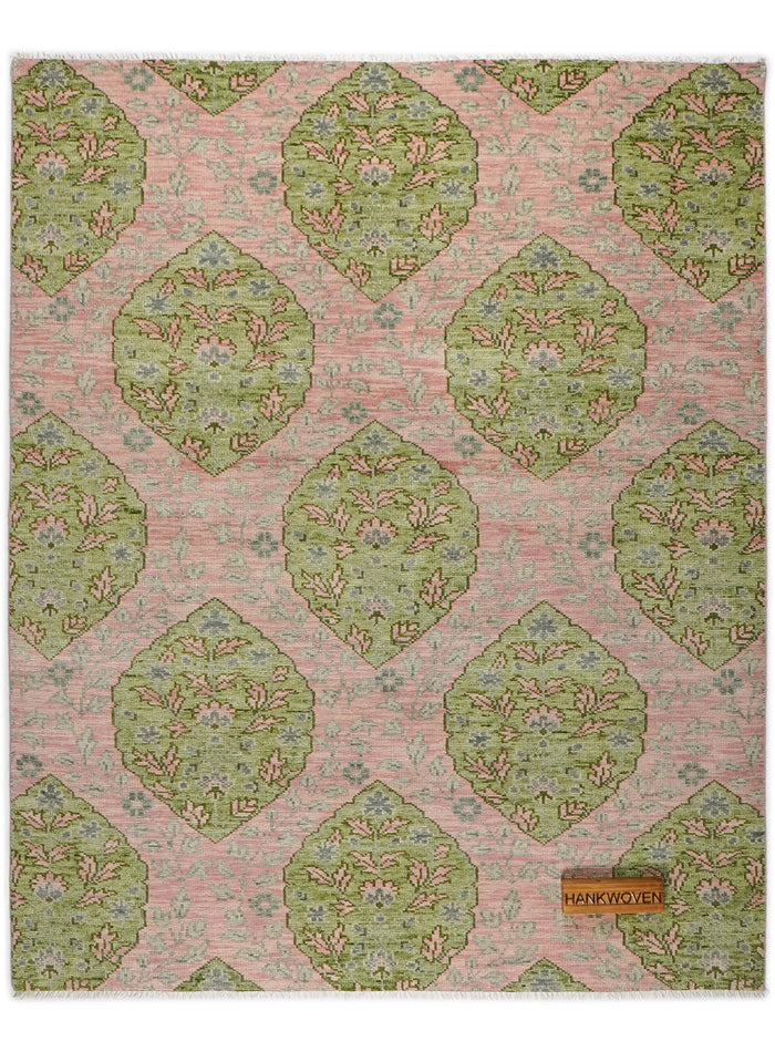 Floracomb Leaf Blush Hand-Knotted Wool Rug