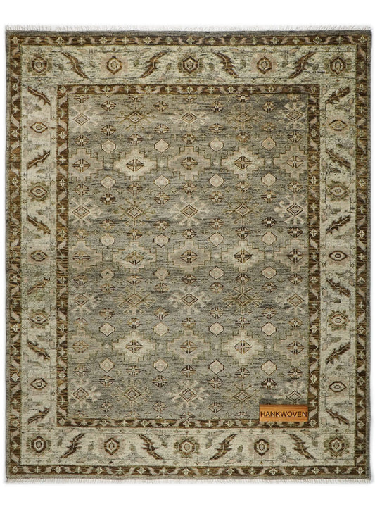 Splice Distressed Grey Hand-Knotted Wool Rug