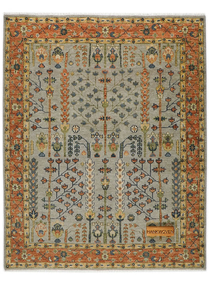 Tree of Life Warm Rust Hand-Knotted Wool Rug