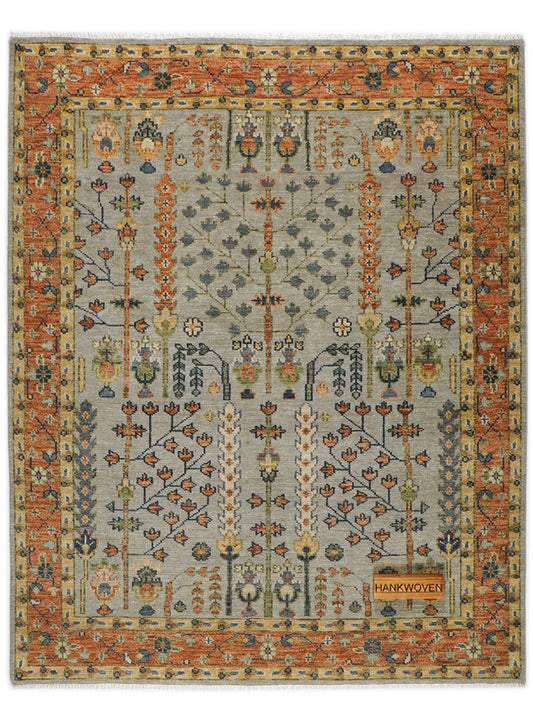 Tree of Life Warm Rust Hand-Knotted Wool Rug