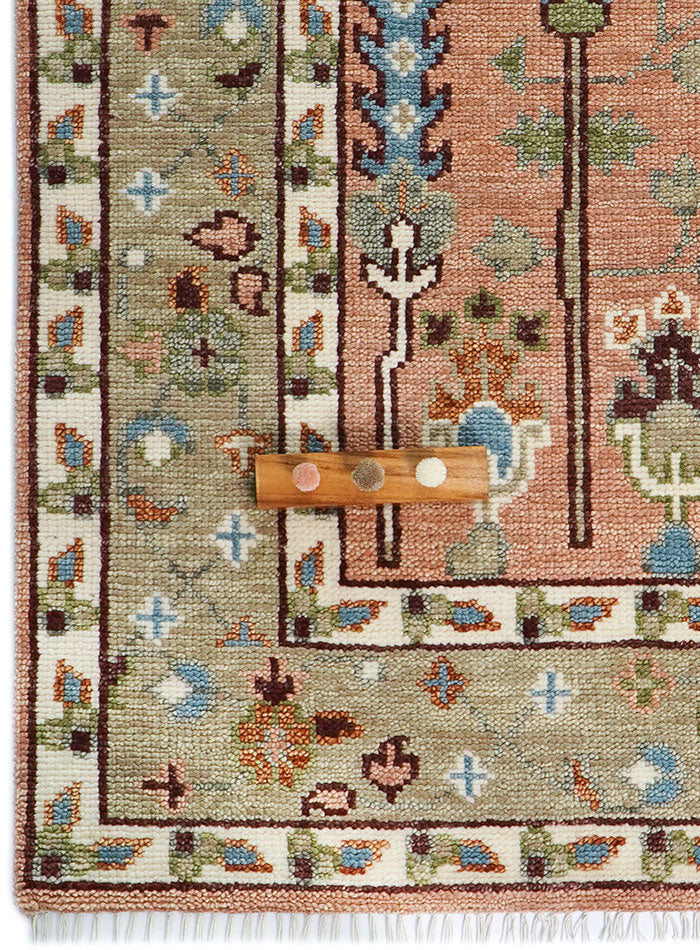 Tree of Life Pink Hand-Knotted Wool Rug