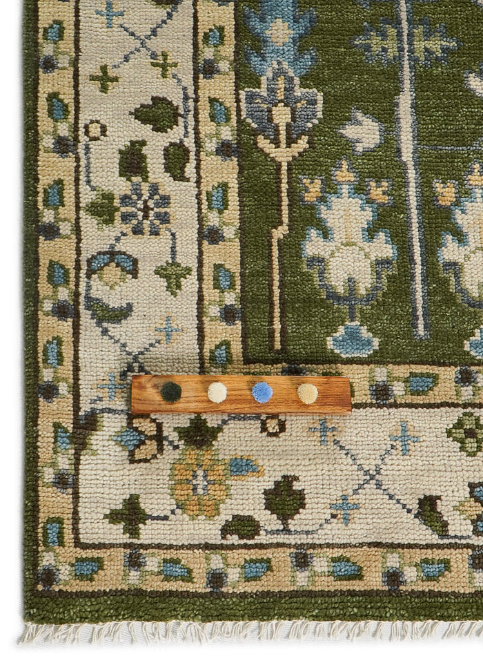 Tree of Life Forest Green Hand-Knotted Wool Rug