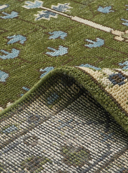 Tree of Life Forest Green Hand-Knotted Wool Rug