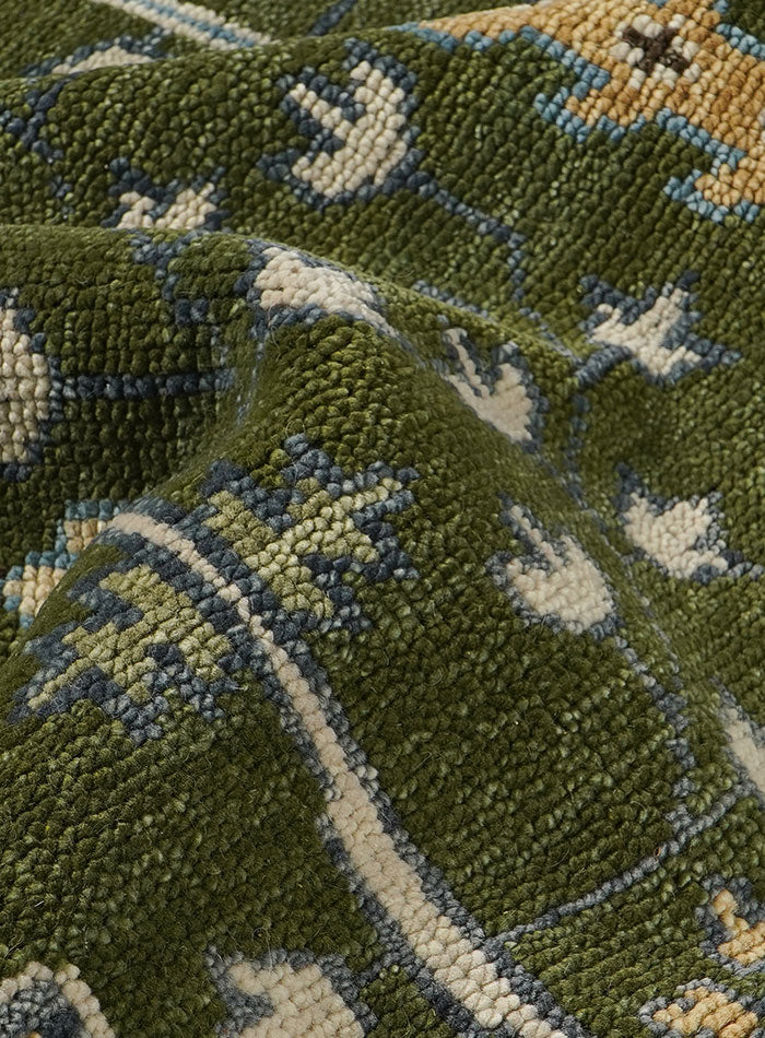 Tree of Life Forest Green Hand-Knotted Wool Rug