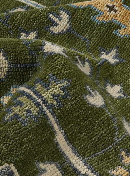 Tree of Life Forest Green Hand-Knotted Wool Rug