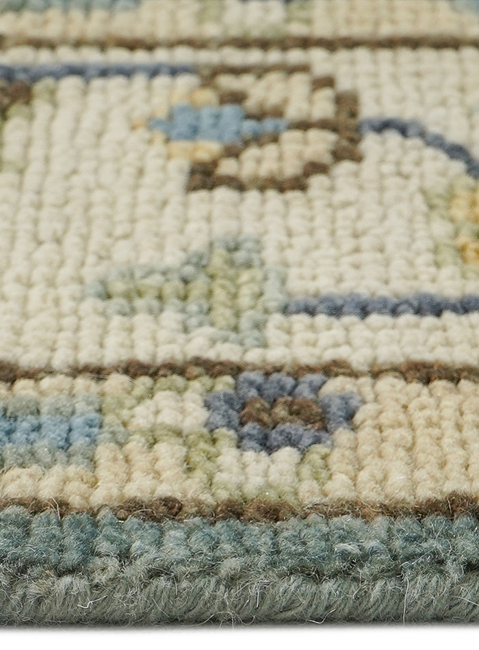 Tree of Life Aqua Hand-Knotted Wool Rug