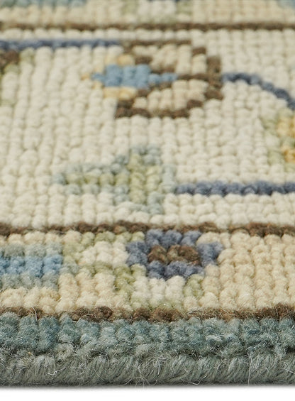 Tree of Life Aqua Hand-Knotted Wool Rug