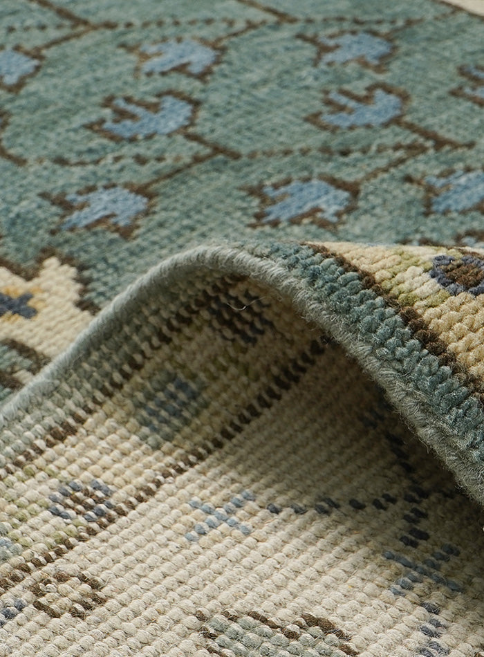 Tree of Life Aqua Hand-Knotted Wool Rug