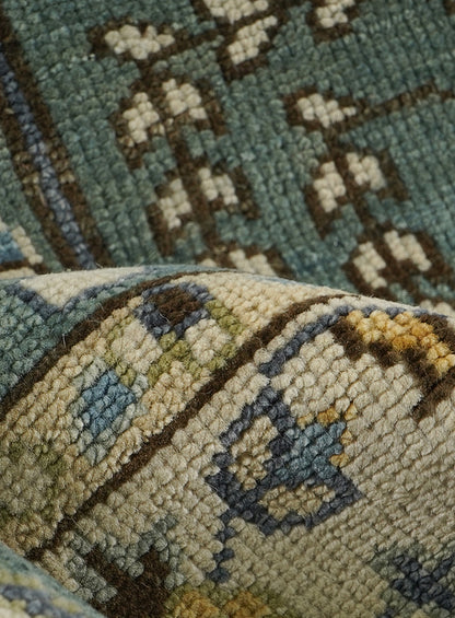 Tree of Life Aqua Hand-Knotted Wool Rug