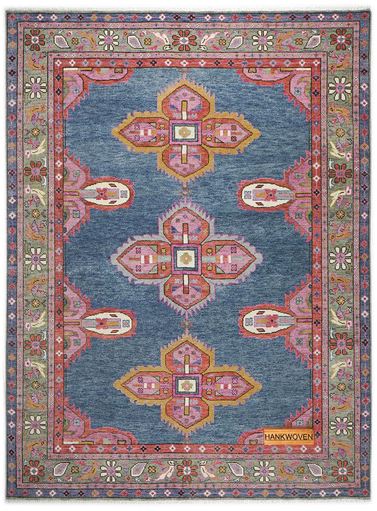 Kismet Blush Indigo Hand-Knotted Wool Rug