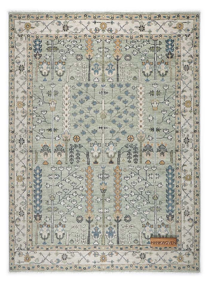 Tree of Life Soft Sage Hand-Knotted Wool Rug