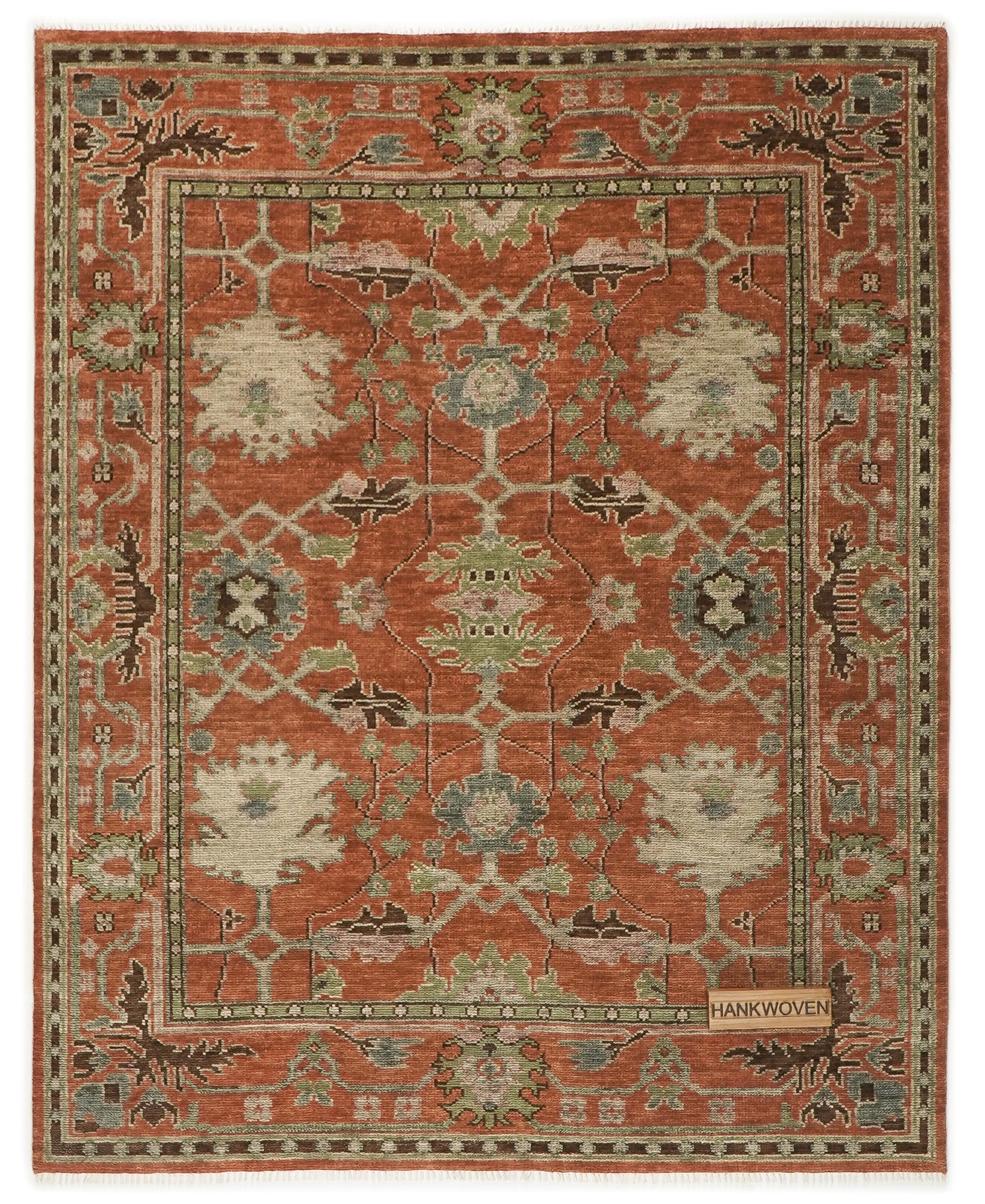 Rust Chaining Donegal Hand-Knotted Wool Rug