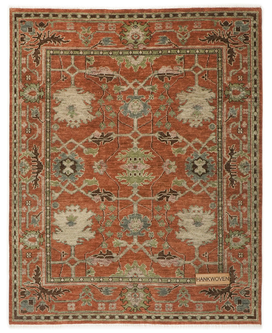 Rust Chaining Donegal Hand-Knotted Wool Rug