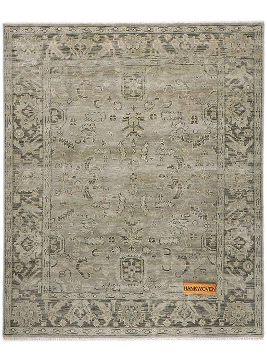 Lone Bloom Gray on Gray Hand-Knotted Wool Rug