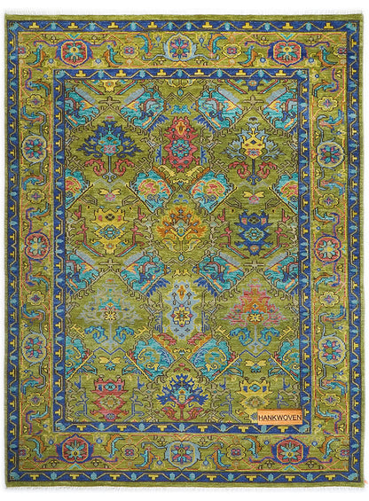 Regal Royal Green Hand-Knotted Wool Rug