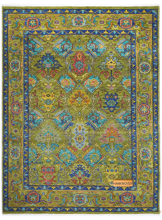 Regal Royal Green Hand-Knotted Wool Rug