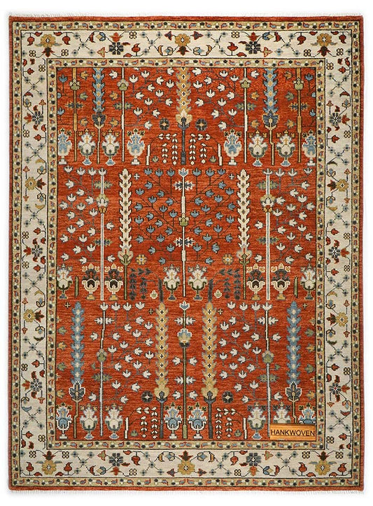 Tree of Life Red Hand-Knotted Wool Rug