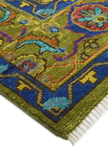 Regal Royal Green Hand-Knotted Wool Rug