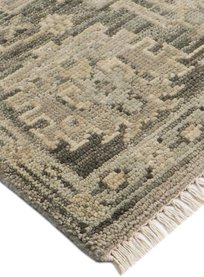 Lone Bloom Gray on Gray Hand-Knotted Wool Rug