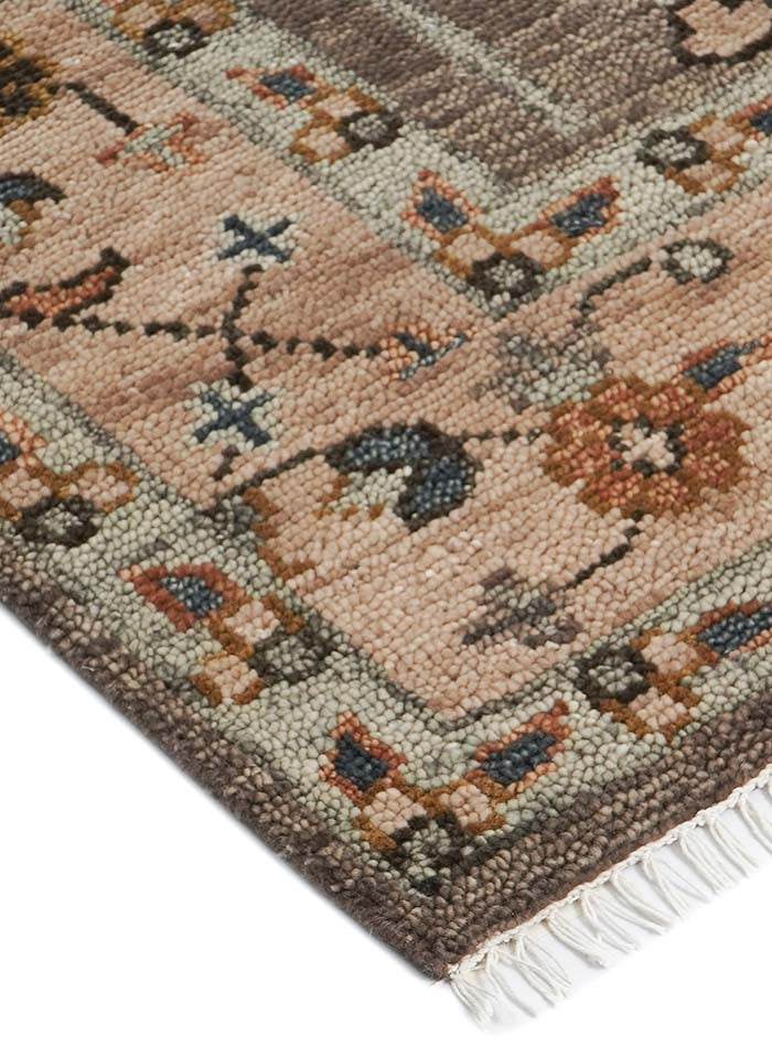 Tree of Life Mocha Brown Hand-Knotted Wool Rug
