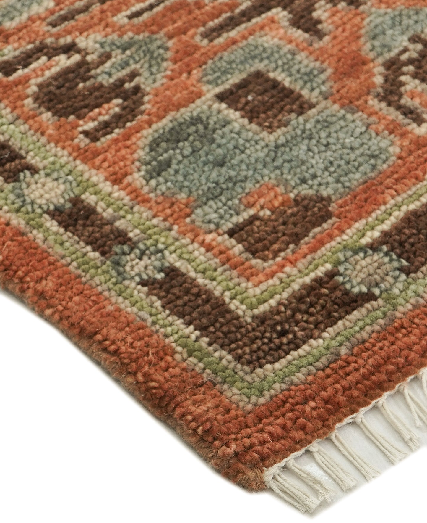 Rust Chaining Donegal Hand-Knotted Wool Rug