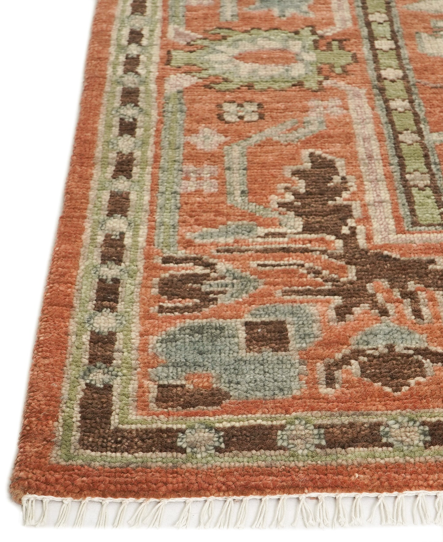 Rust Chaining Donegal Hand-Knotted Wool Rug