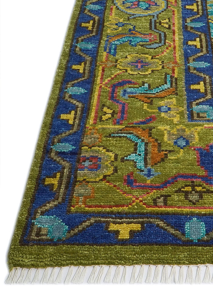 Regal Royal Green Hand-Knotted Wool Rug