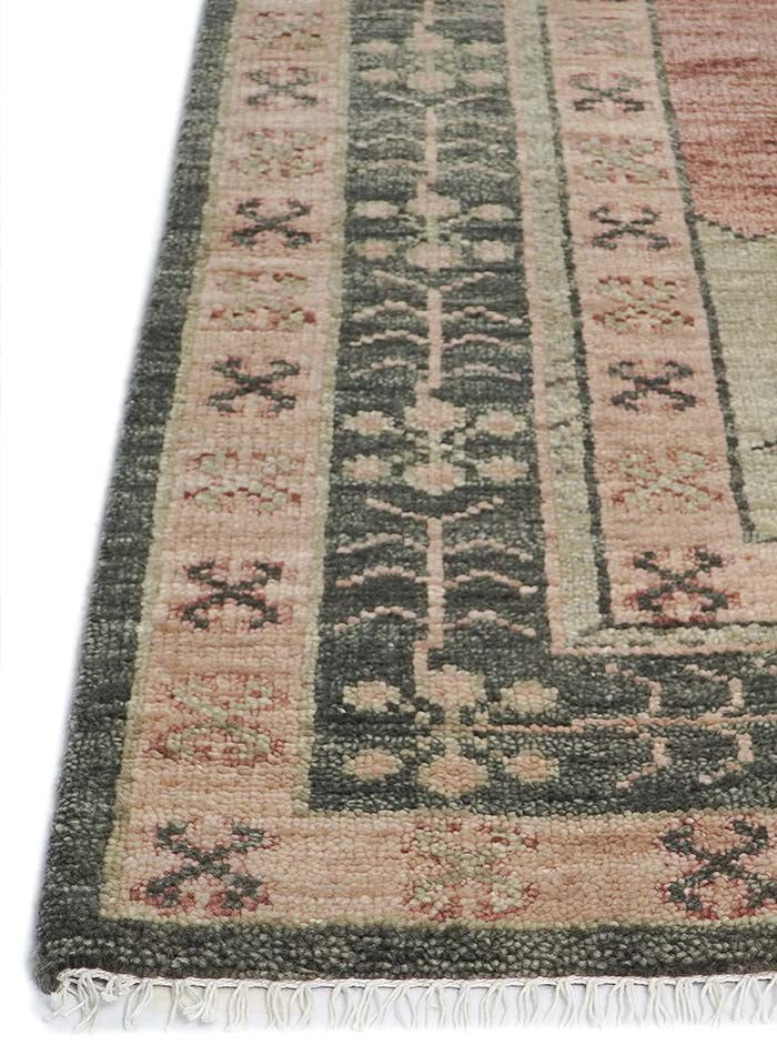 Kerman Antique Coral Hand-Knotted Wool Rug