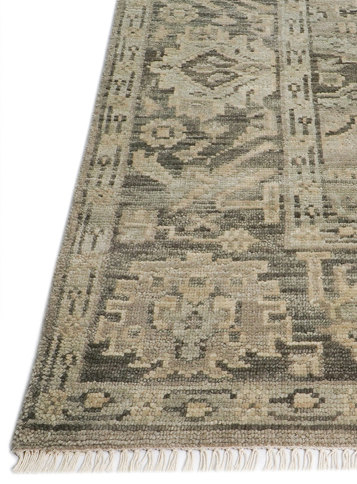 Lone Bloom Gray on Gray Hand-Knotted Wool Rug