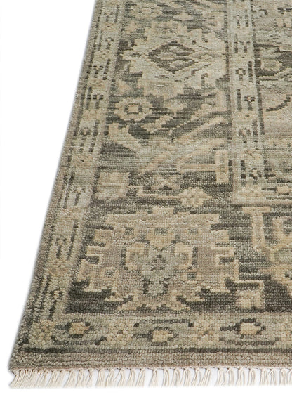 Lone Bloom Gray on Gray Hand-Knotted Wool Rug