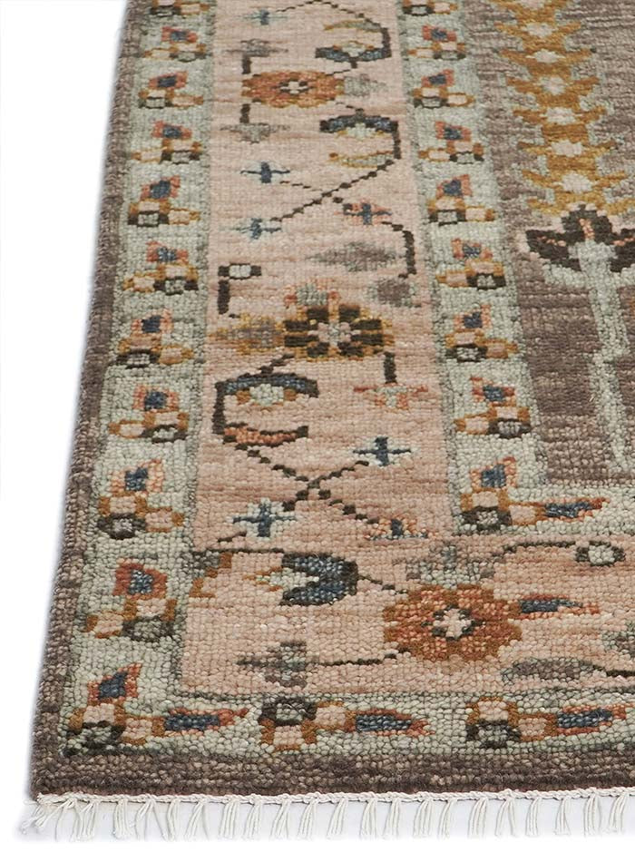 Tree of Life Mocha Brown Hand-Knotted Wool Rug