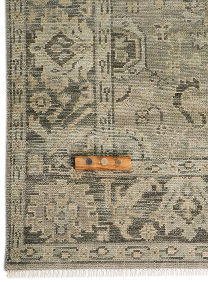 Lone Bloom Gray on Gray Hand-Knotted Wool Rug