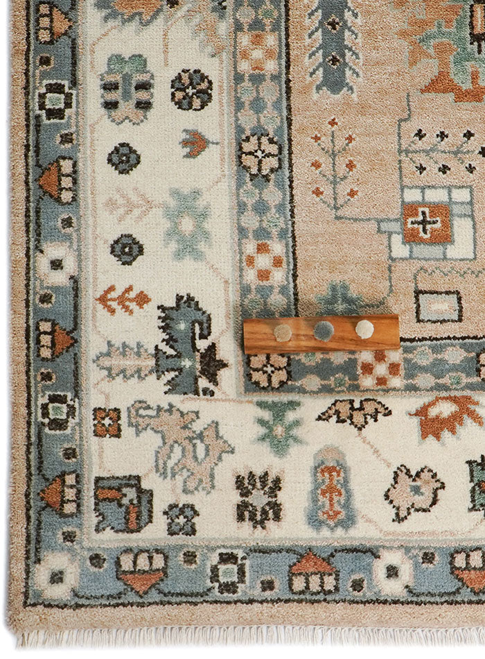 Oushak Hand-Knotted Wool Rug One-of-a-Kind - Soft Peach 8 x 10 ft