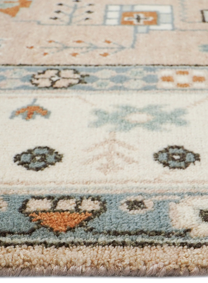 Oushak Hand-Knotted Wool Rug One-of-a-Kind - Soft Peach 8 x 10 ft