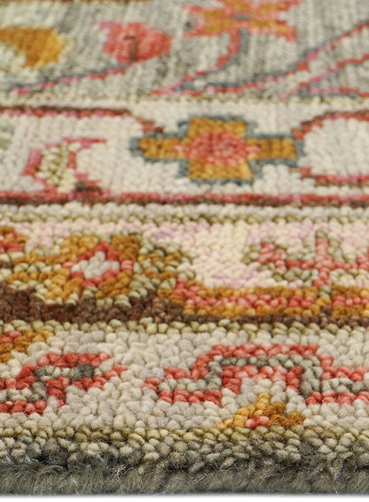 Meravine Coral Sage Hand-Knotted Wool Rug