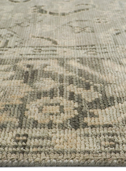 Lone Bloom Gray on Gray Hand-Knotted Wool Rug