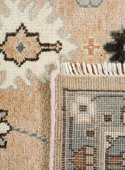 Oushak Hand-Knotted Wool Rug One-of-a-Kind - Soft Peach 8 x 10 ft
