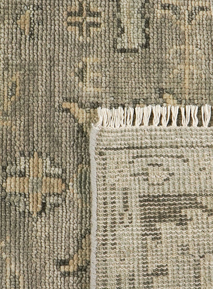 Lone Bloom Gray on Gray Hand-Knotted Wool Rug