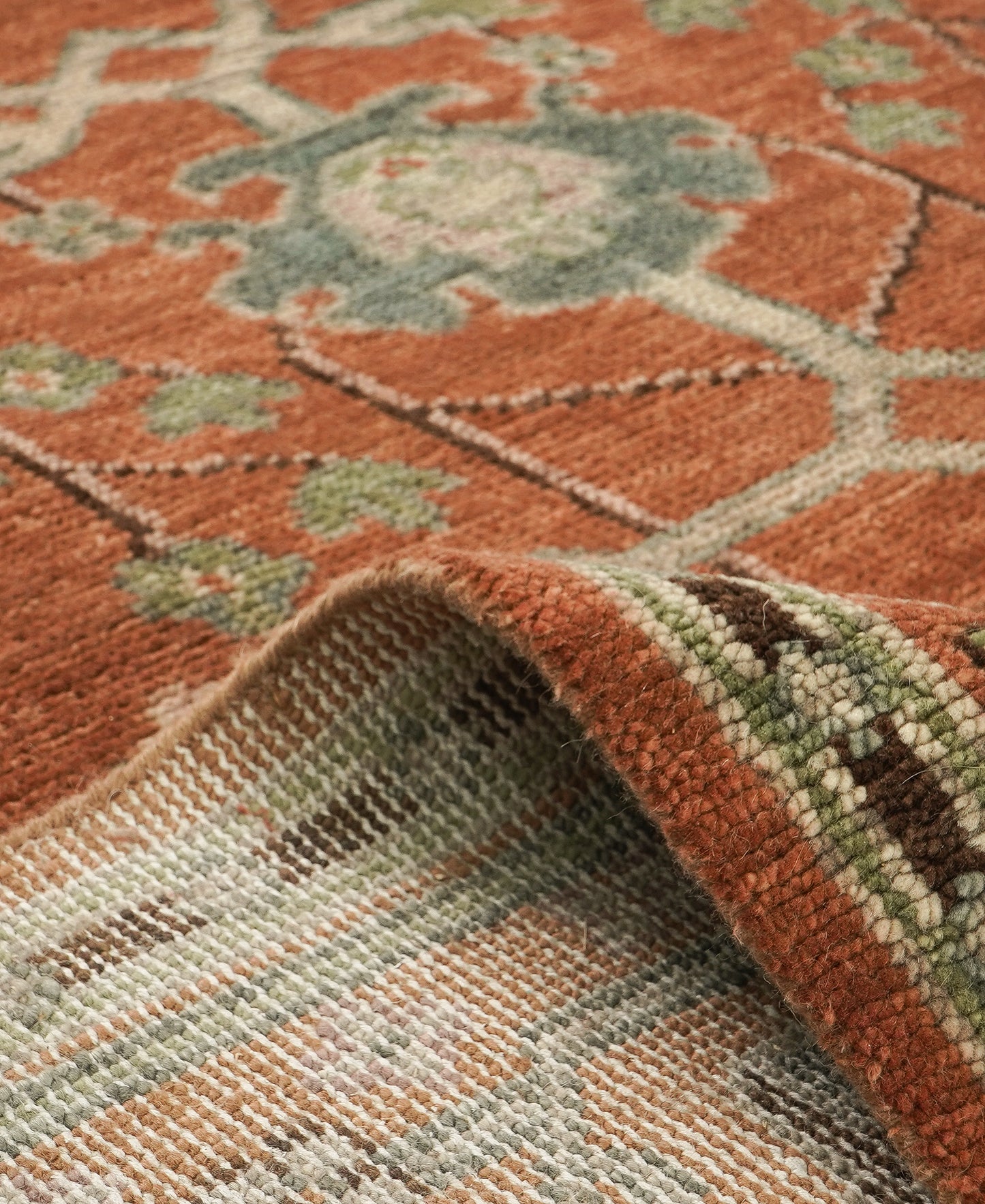 Rust Chaining Donegal Hand-Knotted Wool Rug