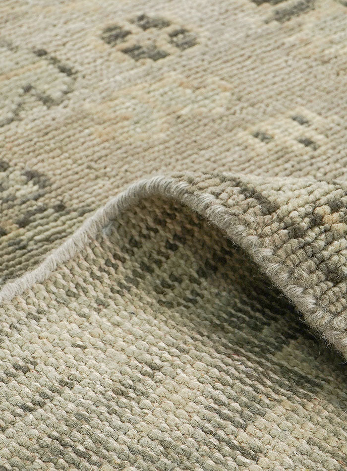 Lone Bloom Gray on Gray Hand-Knotted Wool Rug