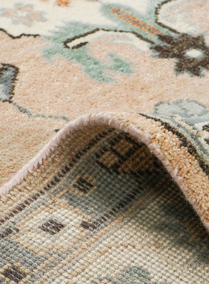 Oushak Hand-Knotted Wool Rug One-of-a-Kind - Soft Peach 8 x 10 ft