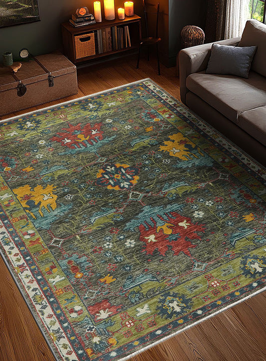 Donegal Distressed-Gray Hand-Knotted Wool Rug